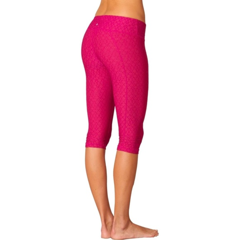 Prana Misty Knicker Pink Jacquard Cropped Leggings‎ Size Medium